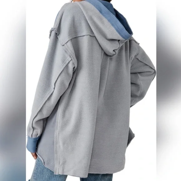 free people | oversized corie sweatshirt | size medium baby blue sweatshirt - Picture 3 of 9